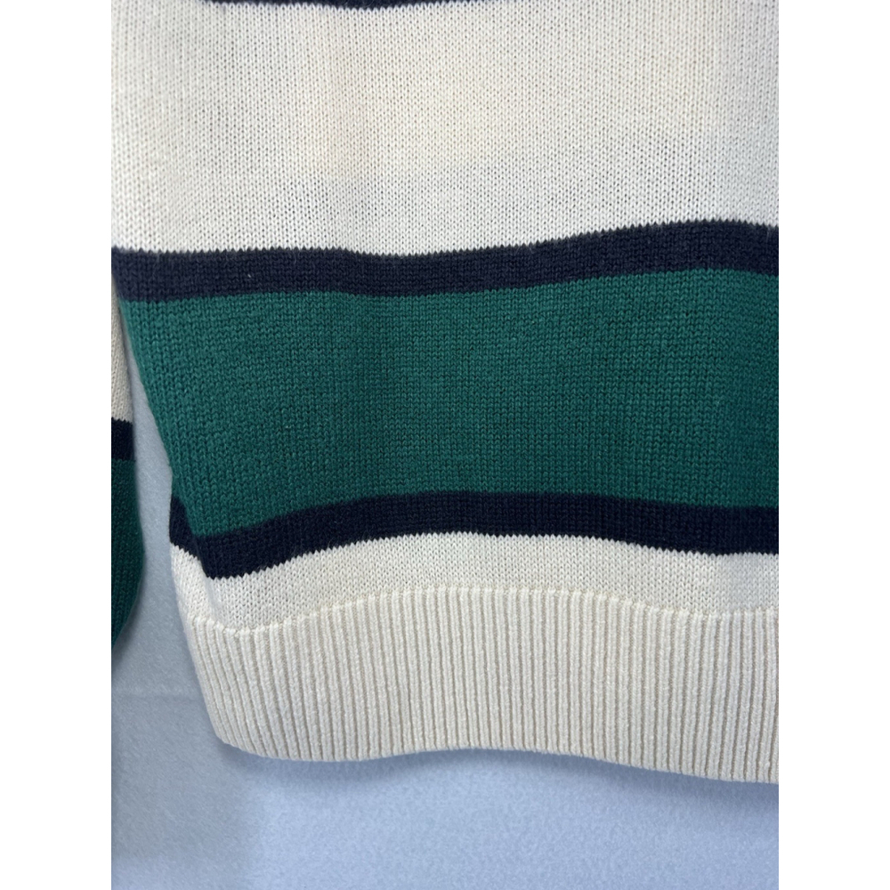 H&M Divided Striped Sweater Green White Woman’s Medium Crew Neck - Picture 5 of 11